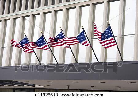 Stock Photo - hotel, flag, plaza, crowne, decorating, american. Fotosearch
