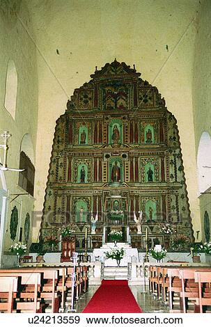 Stock Photo - interior, campeche, calkini, church, ornate. Fotosearch