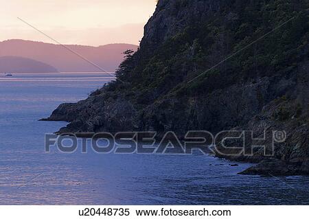 Stock Photography - island, rosario, fidalgo, sunset, bay, cliff. Fotosearch