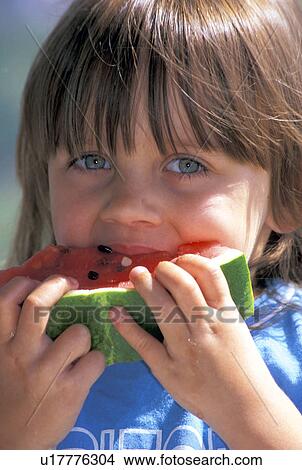 Picture - juice, released, watermelon, sweet, young, model. Fotosearch