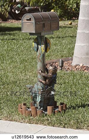 Stock Image - lawn, mailbox, usa, florida, scenic, unique. Fotosearch