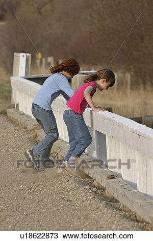 Stock Image - looking, saskatchewan, scenic, bridge, girls. Fotosearch