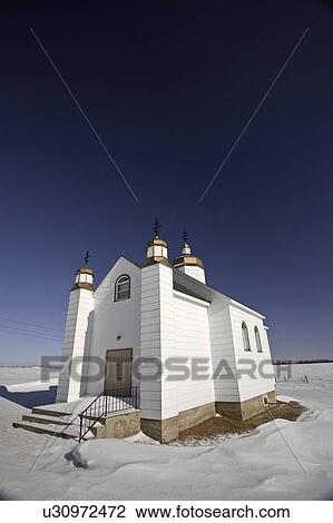 Stock Image - manitoba, orthodox, river, drifting, church, ukranian. Fotosearch