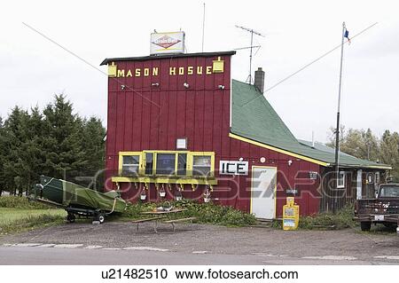 Stock Image - mason, parked, restaurant, bar, quaint, boat. Fotosearch
