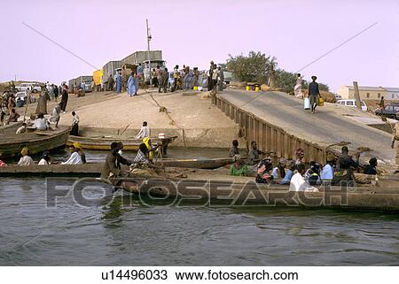 Stock Image - men, river, people, africa, west, niger. Fotosearch