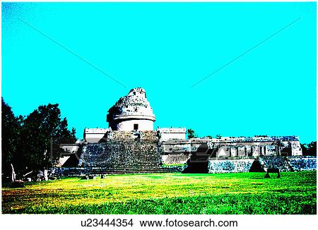 mexico, version, itza, chichen, observatory, solarized View Large Photo Image Picture - mexico, version, itza, chichen, observatory, solarized. Fotosearch