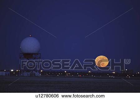 Stock Photograph - moon, airport, regina, rising, full. Fotosearch