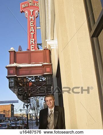 Stock Photograph - moose, leaning, theater, wilson, mae, groom. Fotosearch