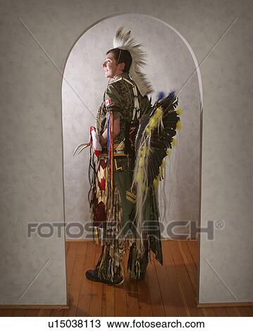 Stock Image - moose, teenage, costumes, powwow, boy, natural. Fotosearch