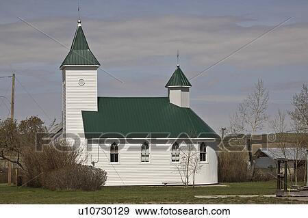 Stock Photo - mountain, saskatchewan, church, country, wood. Fotosearch