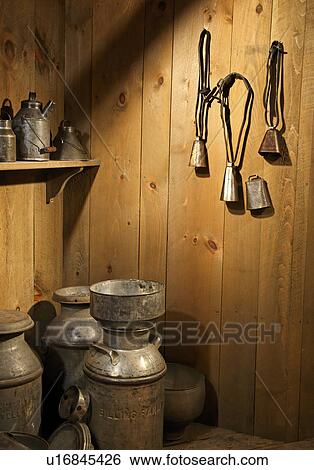 Stock Photograph - museum, milking, farm, billings, equipment, display. Fotosearch