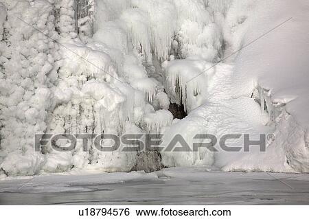 Stock Photograph - national, waterfall, waterton, falls, cameron, frozen. Fotosearch