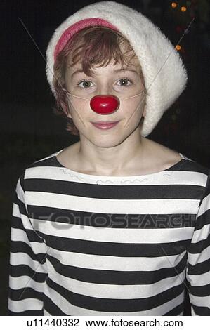 Stock Image - nose, trick, red, clown, treater, halloween. Fotosearch
