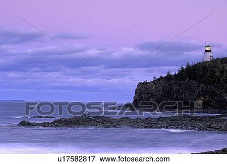 Stock Photo - ocean, light, beach, maritime, sunset, knox. Fotosearch