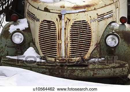 Stock Image - old, winter, truck, abandoned. Fotosearch