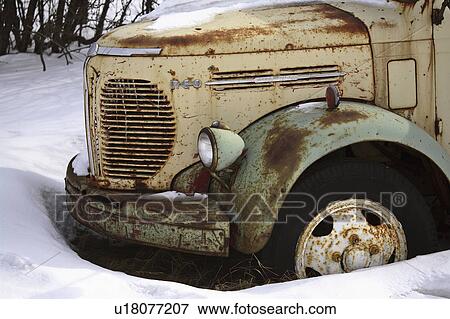 Stock Photo - old, winter, truck, abandoned. Fotosearch