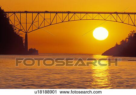 Stock Image - park, deception, state, bridge, pass, sunset. Fotosearch