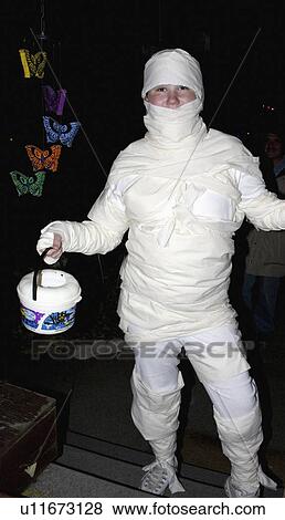 Stock Photo - paul, treater, costume, halloween, mummy, trick. Fotosearch