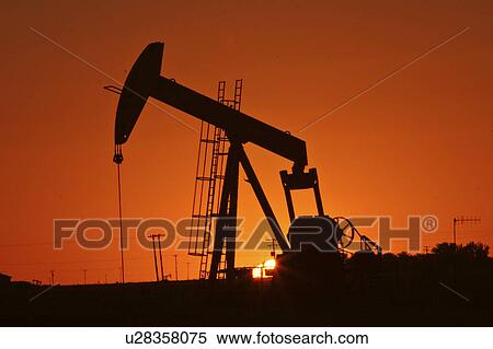 Stock Photography - pump, oilfields, weyburn, jack, sunset. Fotosearch