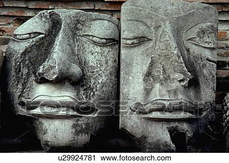 Stock Image - raj, large, wat, buddha, faces, two. Fotosearch