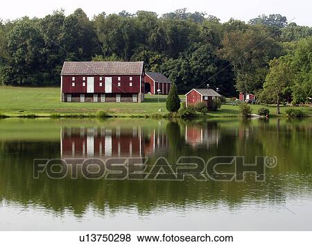 Stock Photo - reflection, peaceful, revolution, still, barn. Fotosearch