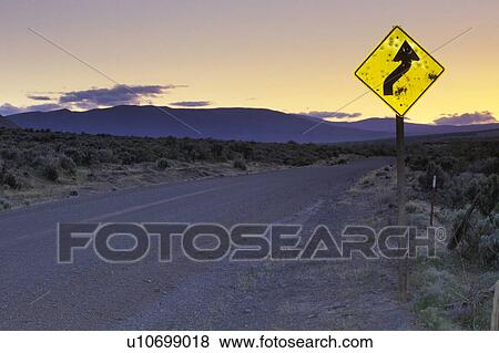 Stock Photo - road, crab, sunset, sign, wildlife, usa. Fotosearch
