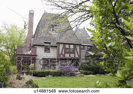 Stock Photo - road, gingerbread, river, home, style, lovely. Fotosearch