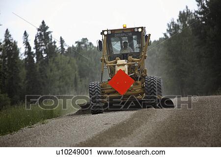 Stock Image - saskatchewan, work, scenic, hills, narrow, grader. Fotosearch
