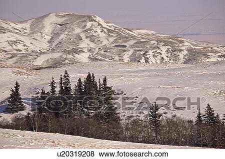 Stock Photo - scenic, covered, eastend, north, hills, snow. Fotosearch