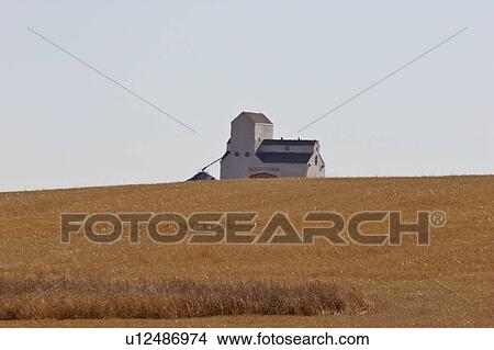 Picture - scenic, grain, valley, crane, elevator, old. Fotosearch