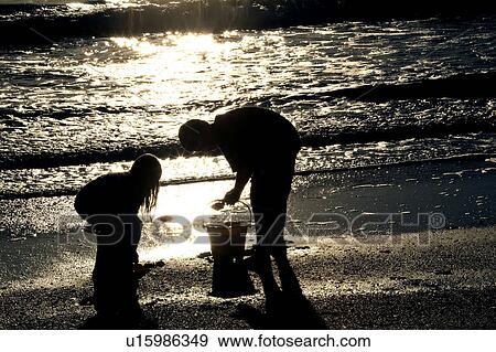 scenic, kids, sunset, beach, enjoying, children View Large Photo Image Stock Photo - scenic, kids, sunset, beach, enjoying, children. Fotosearch