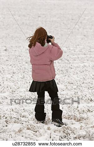 Stock Photography - scenic, redheaded, photograph, taking, girl, young. Fotosearch