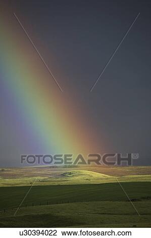 Stock Image - scenic, touching, coteau, missouri, down, rainbow. Fotosearch