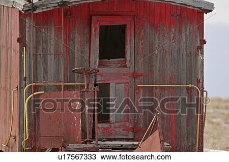Stock Image - scenic, train, pasture, community, caboose, old. Fotosearch