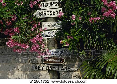 Stock Image - sign, signs, direction, signage, bermuda, house. Fotosearch