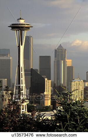 space, skyline, dusk, washington, sunset, seattle View Large Photo Image Stock Photograph - space, skyline, dusk, washington, sunset, seattle. Fotosearch