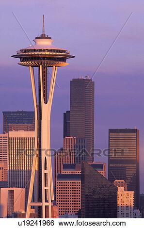 space, skyline, dusk, washington, sunset, seattle View Large Photo Image Stock Photograph - space, skyline, dusk, washington, sunset, seattle. Fotosearch