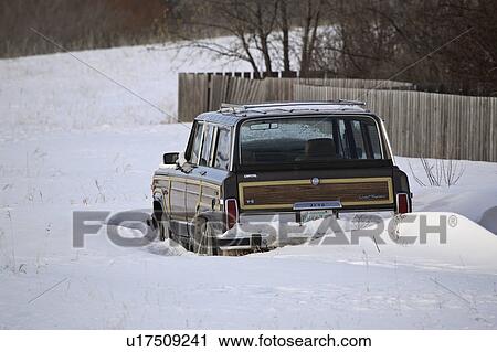 Stock Image - station, winter, wagon, old. Fotosearch