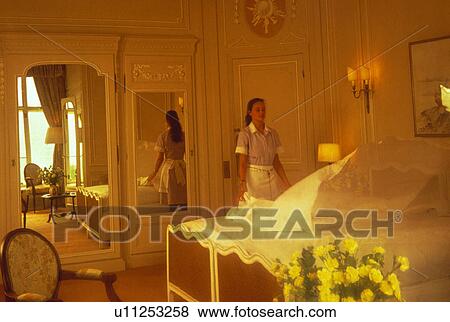 Stock Photo - stock, hotel, chamber, maid, room, chambermaid. Fotosearch
