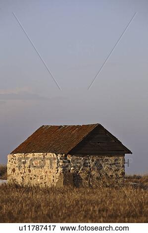 Stock Photo - stone, winter, house, old. Fotosearch