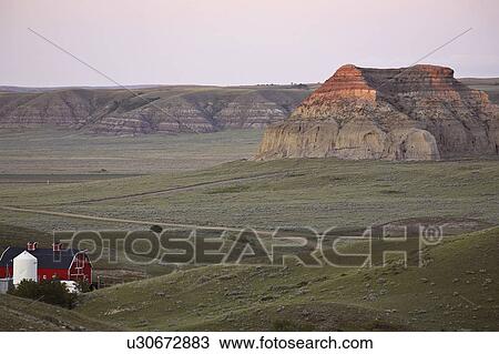 Stock Image - sunset, butte, valley, muddy, big, castle. Fotosearch