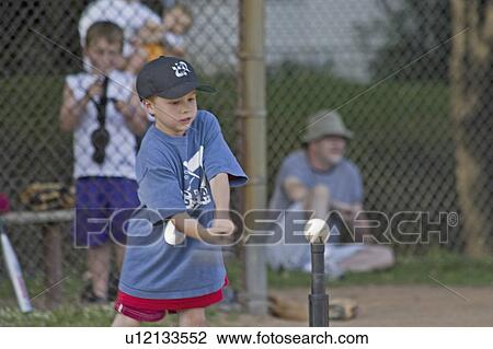 Stock Image - tball, swinging, age, batter, boy. Fotosearch