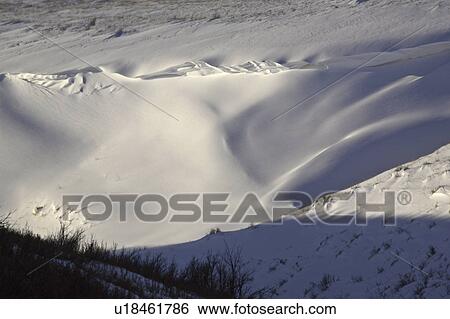 Stock Photograph - texture, ravine, background, canada, alberta, snowdrifts. Fotosearch