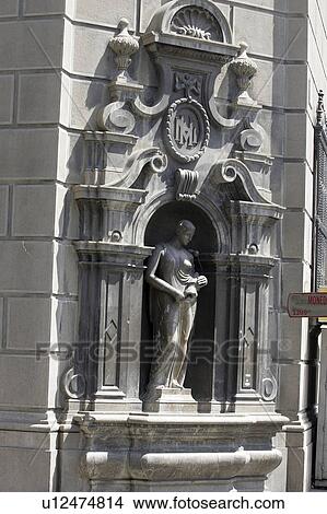 Picture - travel, inset, chile, santiago, building, statue. Fotosearch