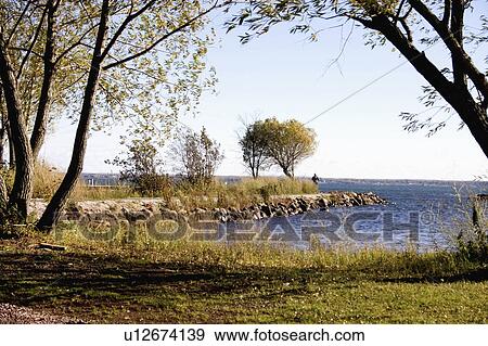 Stock Photo - usa, lake, wisconsin, washburn, superior, shoreline. Fotosearch