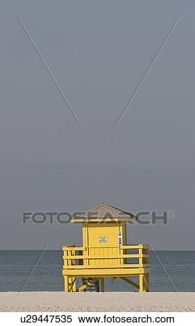 Stock Photography - usa, shack, florida, scenic, beach, lifeguards. Fotosearch