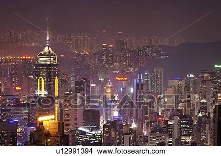 Picture - victoria, kong, viewed, skyline, city, hong. Fotosearch