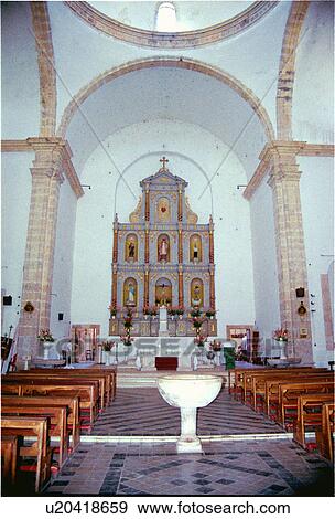 Stock Photo - village, mexico, yucatan, church, interior. Fotosearch