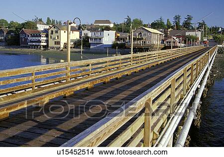 Picture - village, waterfront, washington, sunrise, pier, coupeville. Fotosearch