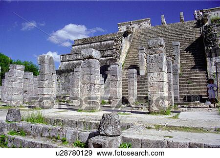 Stock Photo - warriors, itza, temple, hispanic, mexico, chichen. Fotosearch
